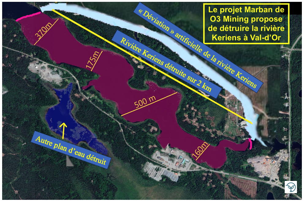 Le projet Marban de O3 Mining propose de détruire la rivière Keriens à Val-d'Or
