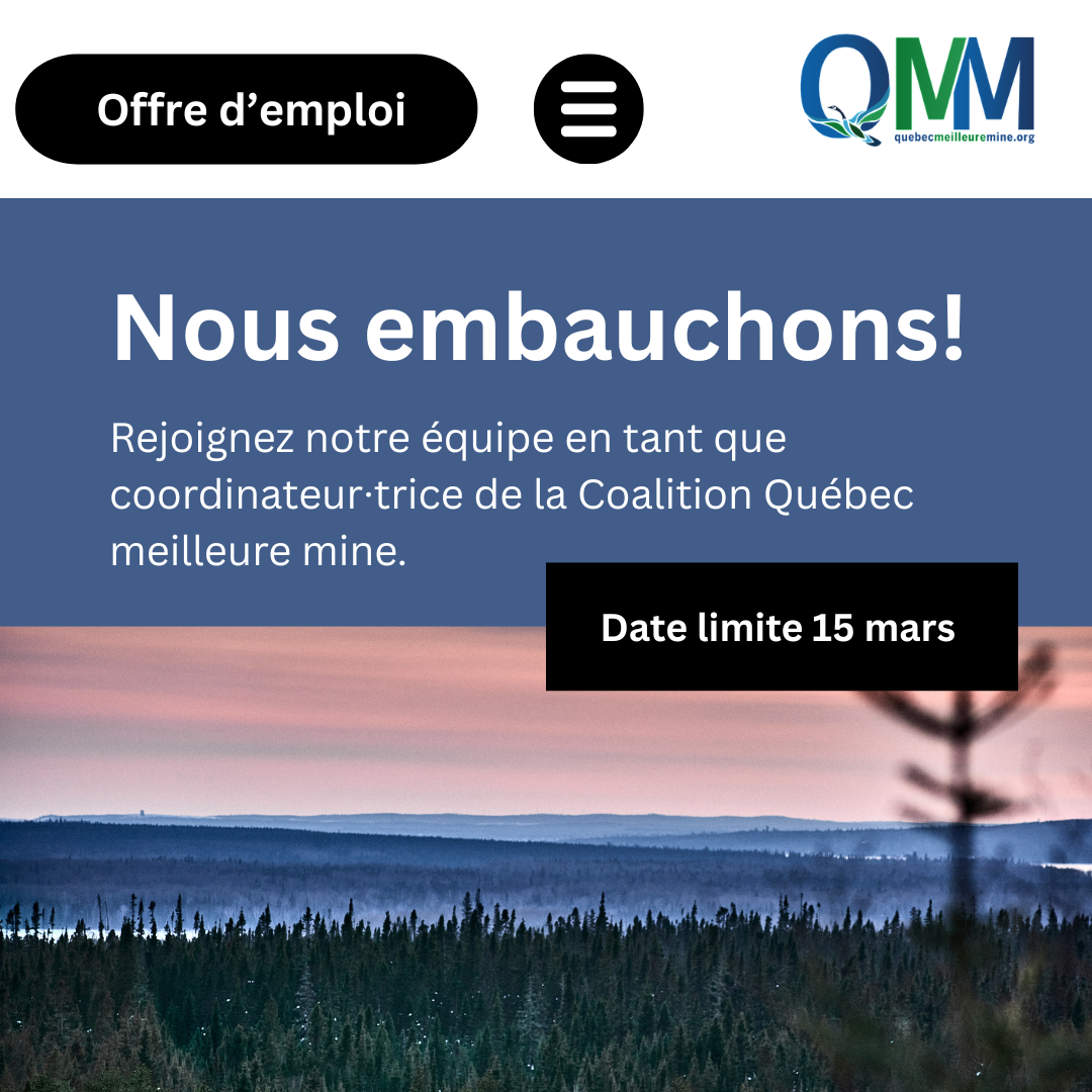 Image montrant un paysage de forêts et de collines, avec le texte « Nous embauchons » par-dessus